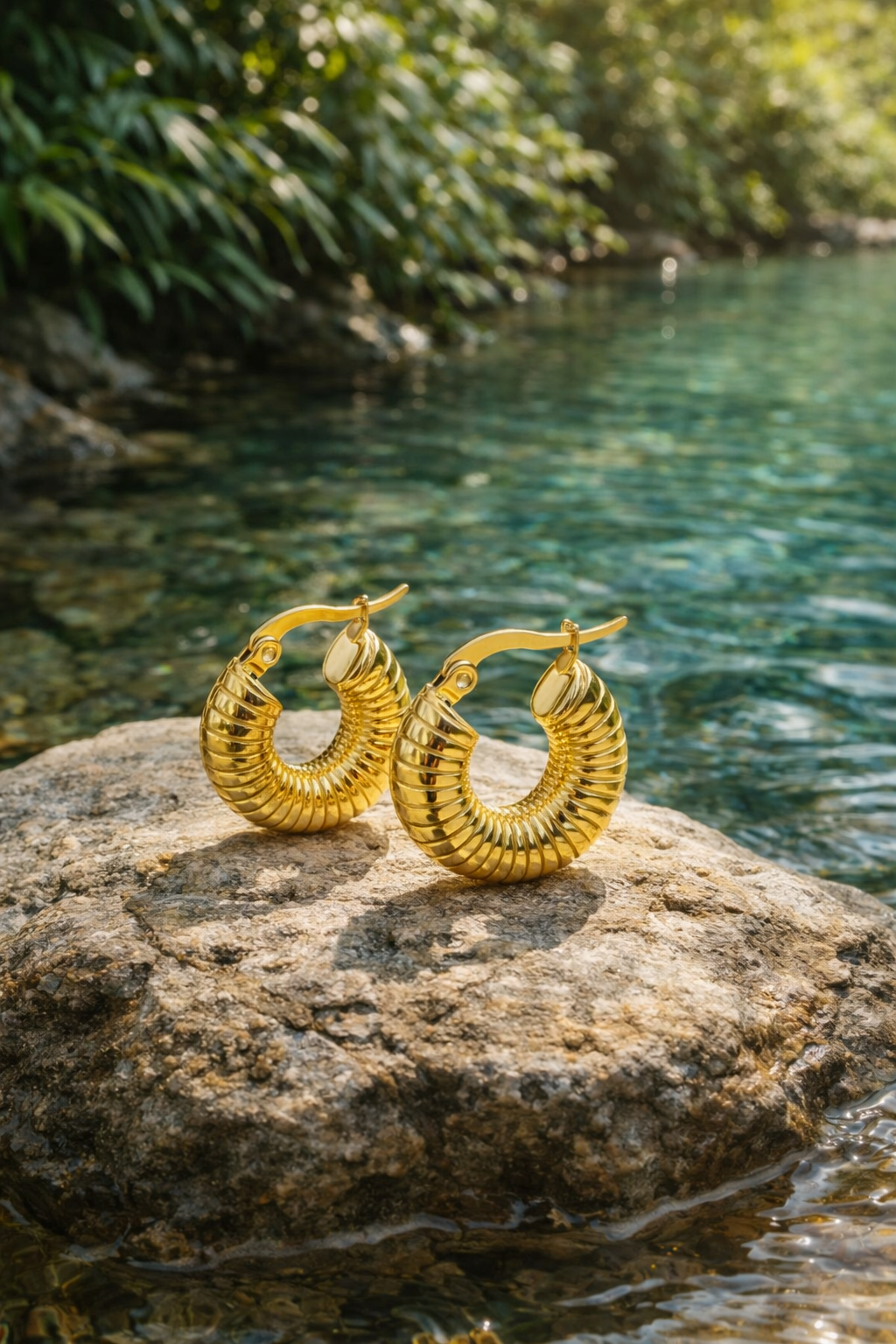 Gold Shrimp Hoop Earrings – Textured Luxury Hoops