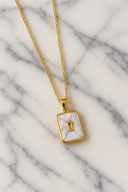 Elegant Stainless Steel Marble Pendant Necklace-Minimalist Jewelry