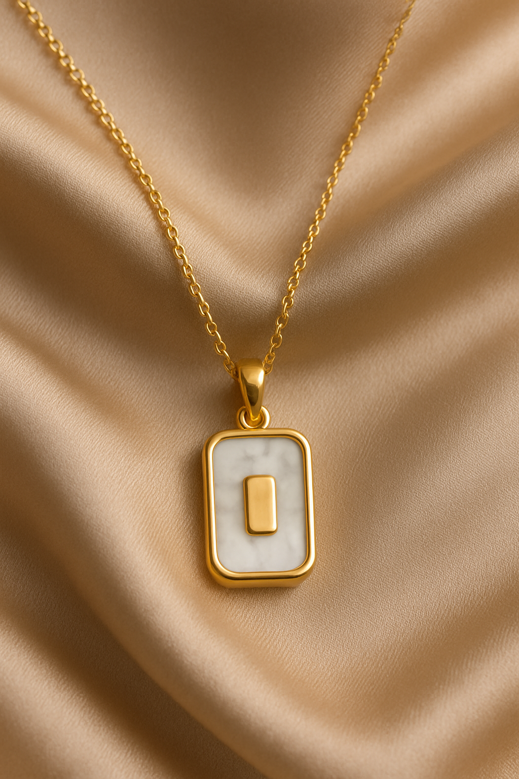 Elegant Stainless Steel Marble Pendant Necklace-Minimalist Jewelry