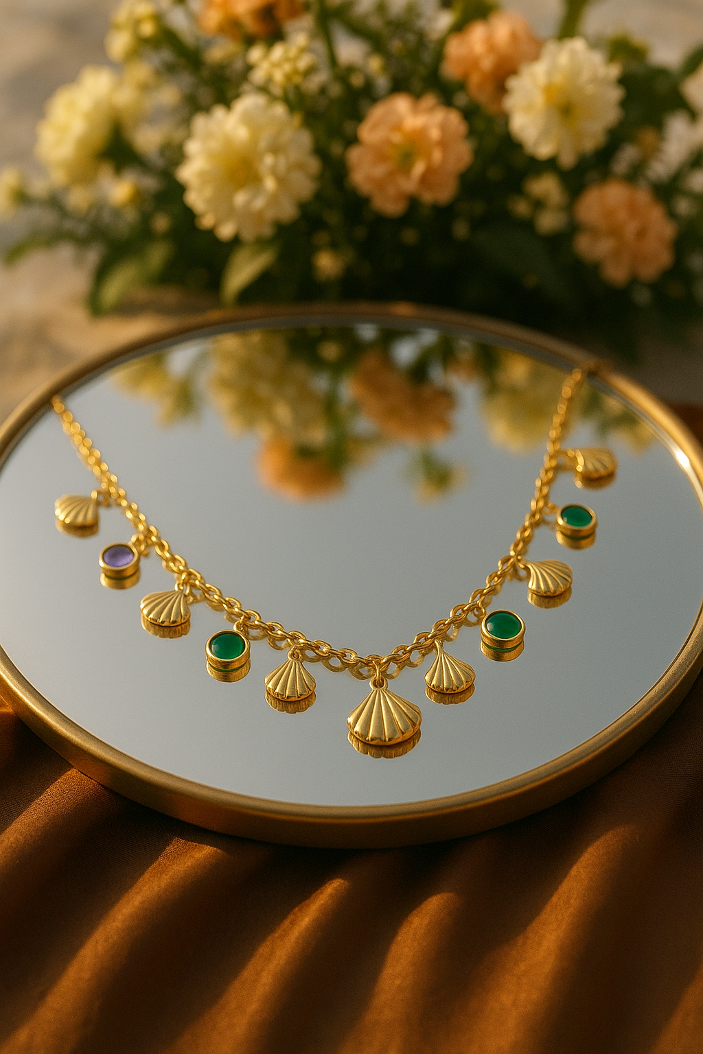 Golden Seashell Multicolor Pendant Necklace – Everyday Luxury