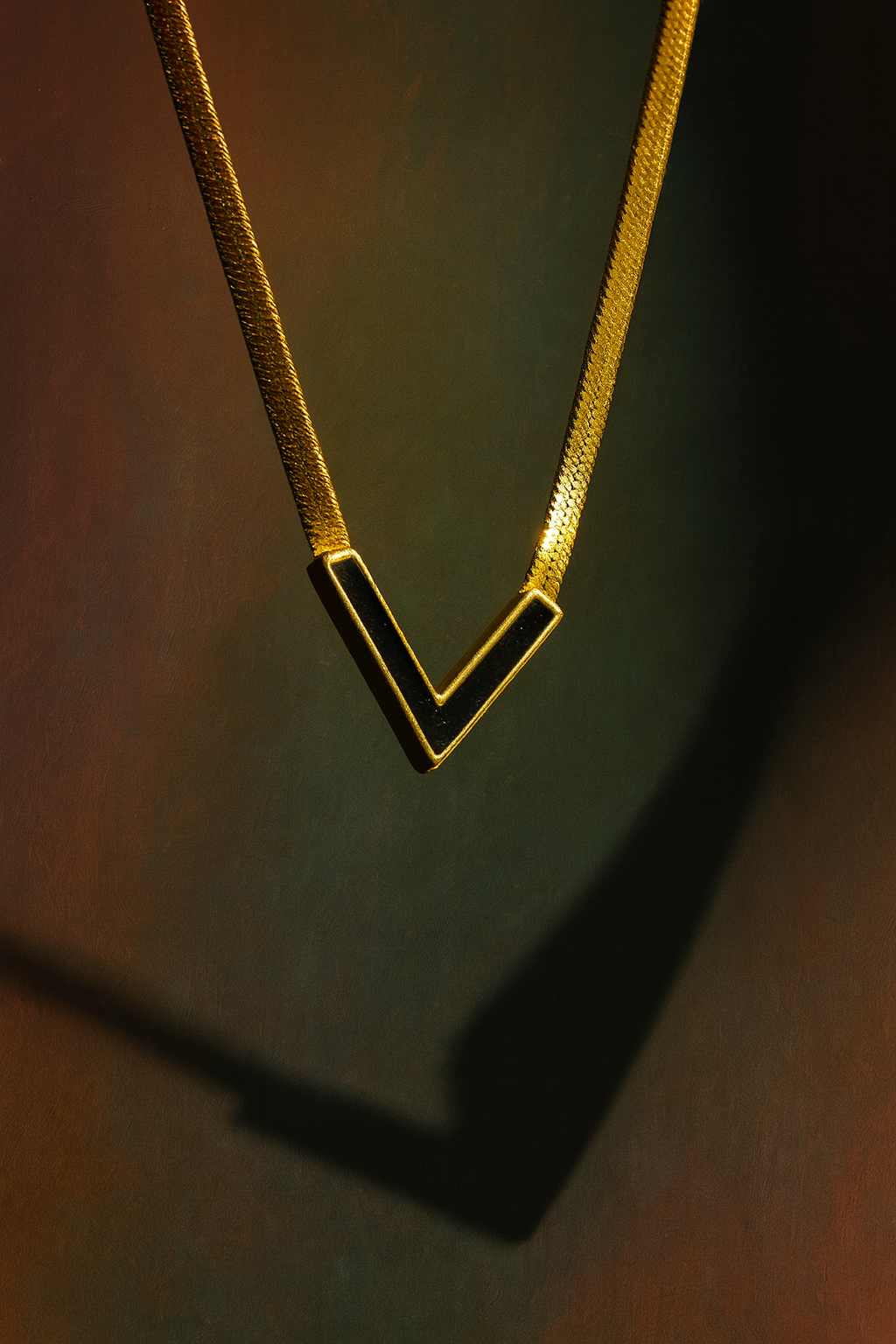 Tarnish Free Snake Chain V-Shape Pendant Necklace – White, Black & Green Variations”