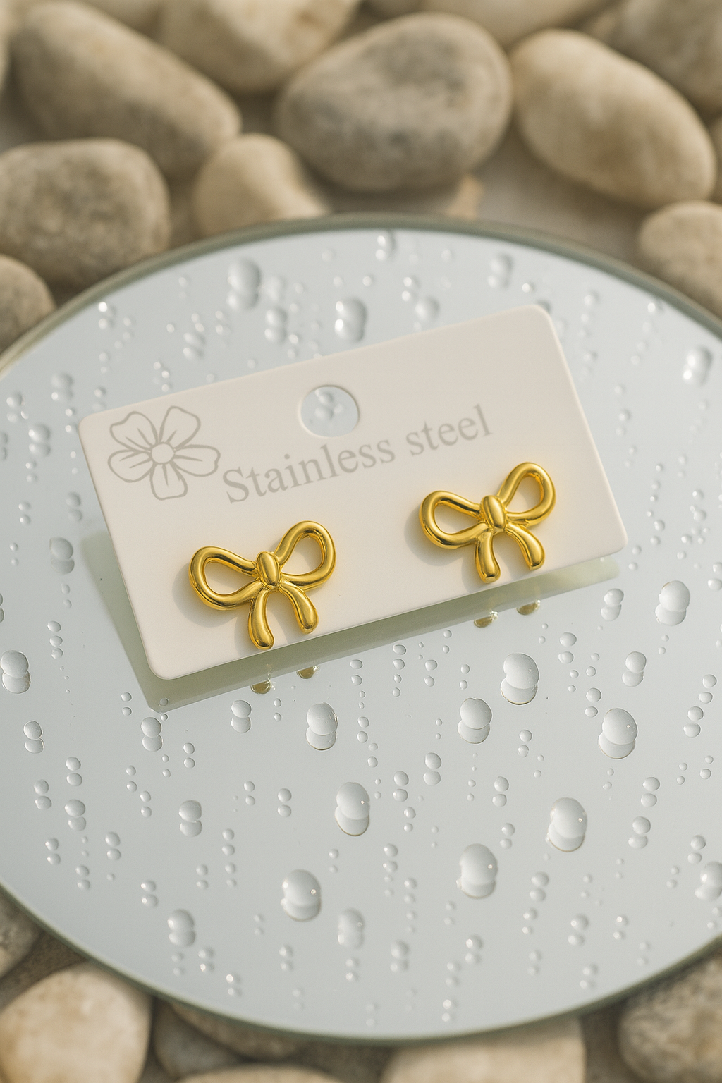 Golden Bow Knot Stainless Steel Studs – Tarnish-Free Elegance ✨
