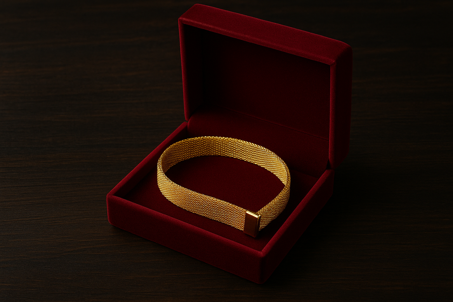 Light Bricks Mesh Bracelet – Elegant Gold Stainless Steel Band