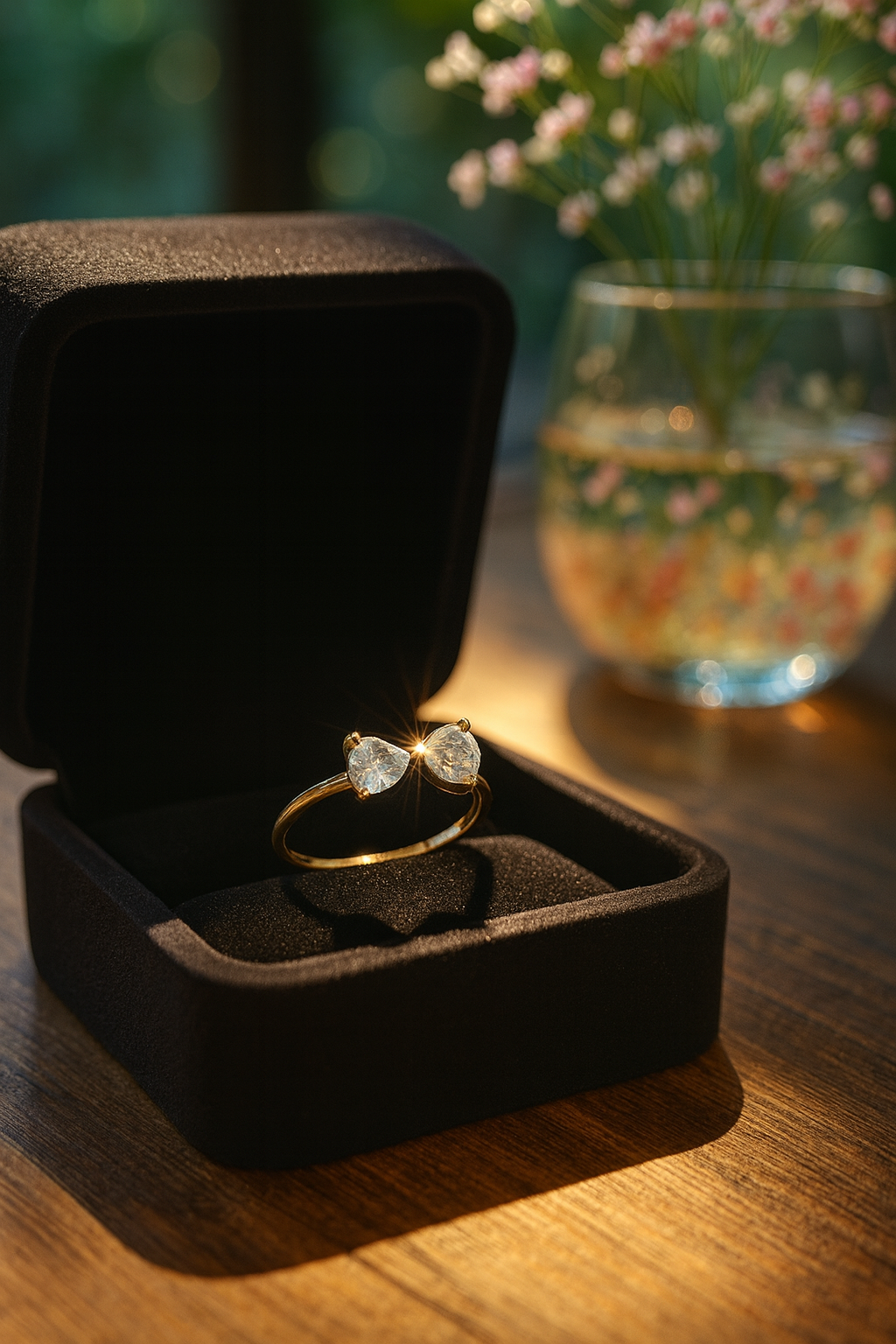 Crystal Bow Adjustable Ring