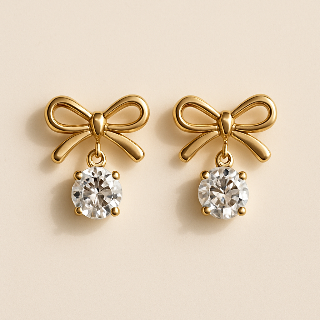 💛 “Golden charm + dazzling stone = your new favorite pair!”