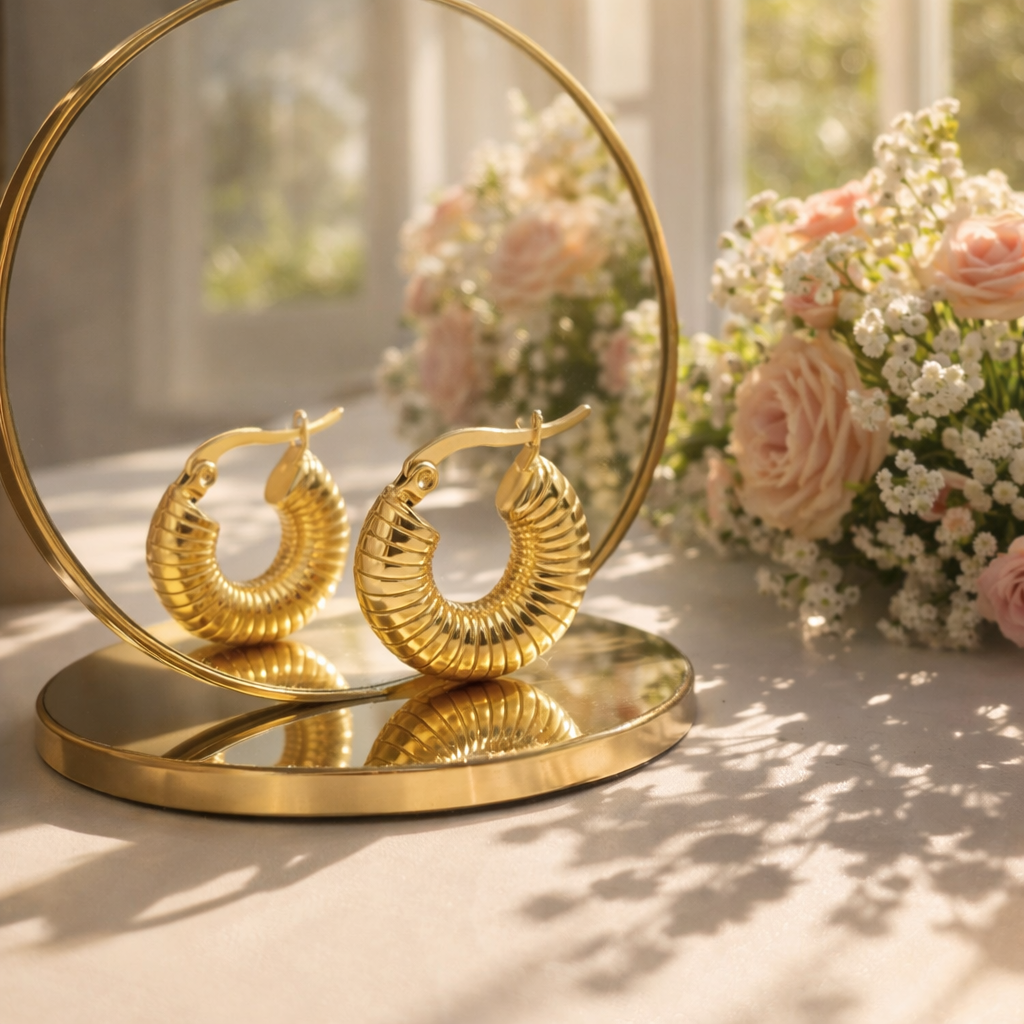 Gold Shrimp Hoop Earrings – Textured Luxury Hoops