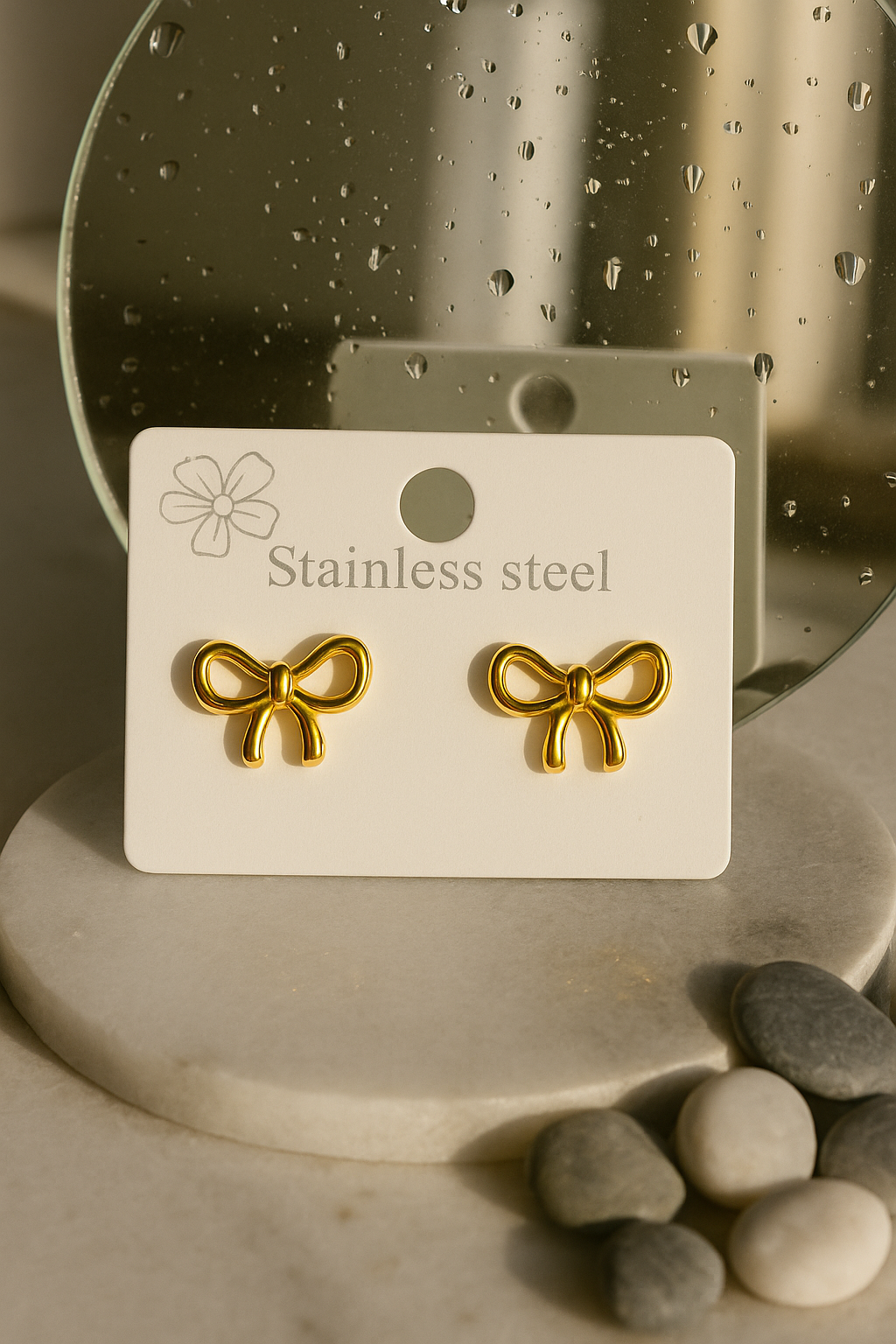 Golden Bow Knot Stainless Steel Studs – Tarnish-Free Elegance ✨