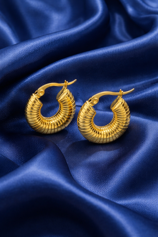 Gold Shrimp Hoop Earrings – Textured Luxury Hoops