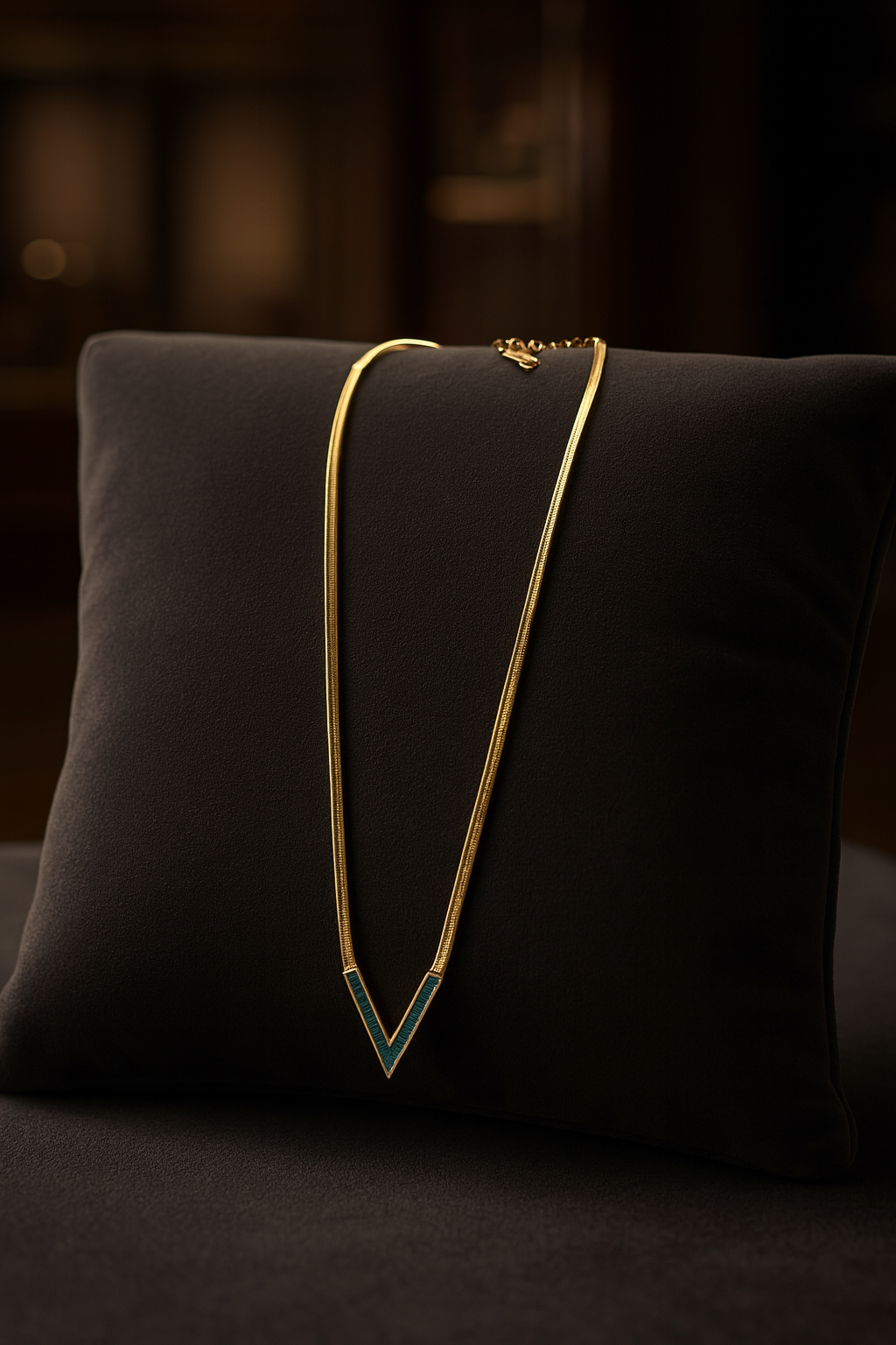 Tarnish Free Snake Chain V-Shape Pendant Necklace – White, Black & Green Variations”