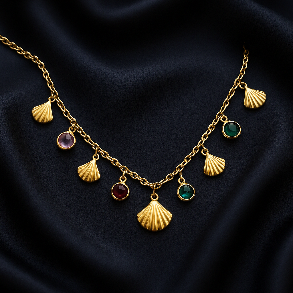 Golden Seashell Multicolor Pendant Necklace – Everyday Luxury