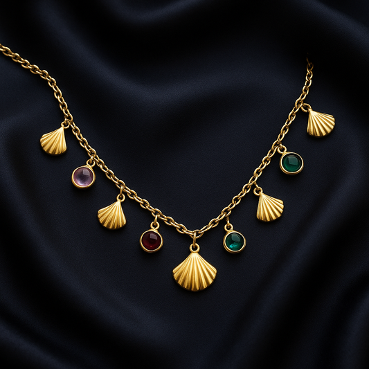 Golden Seashell Multicolor Pendant Necklace – Everyday Luxury