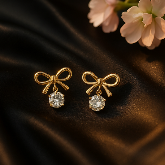 💛 “Golden charm + dazzling stone = your new favorite pair!”