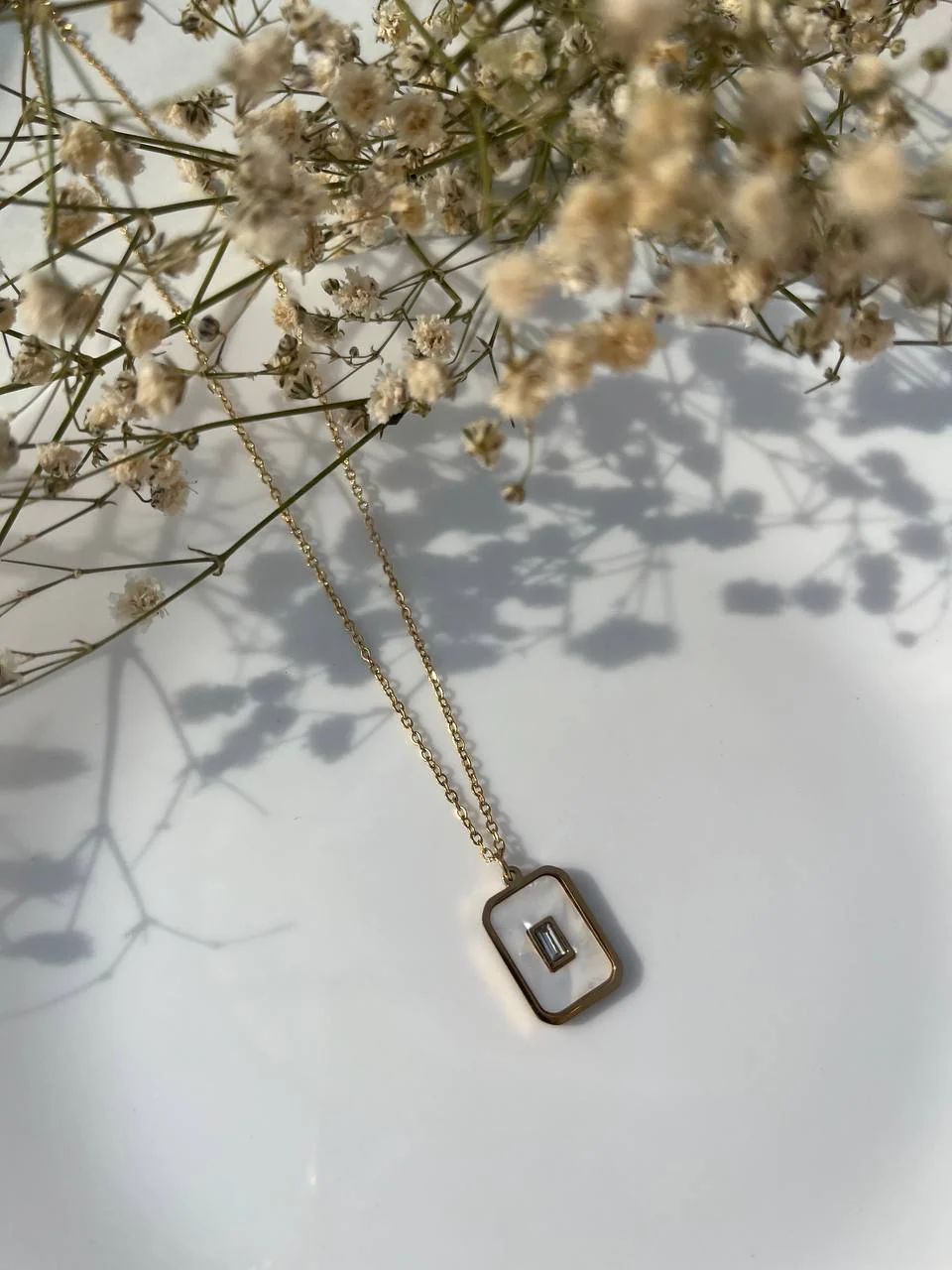 Elegant  Stainless Steel Marble Pendant Necklace-Minimalist Jewelry
