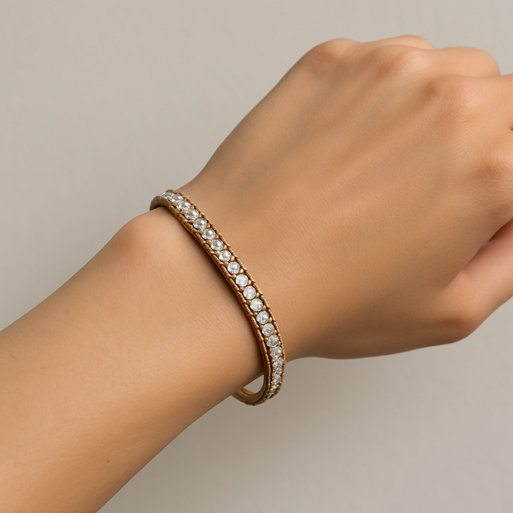 ShimmerLine Adjustable Stainless Steel Bracelet – Ultra Sparkly Minimal Design