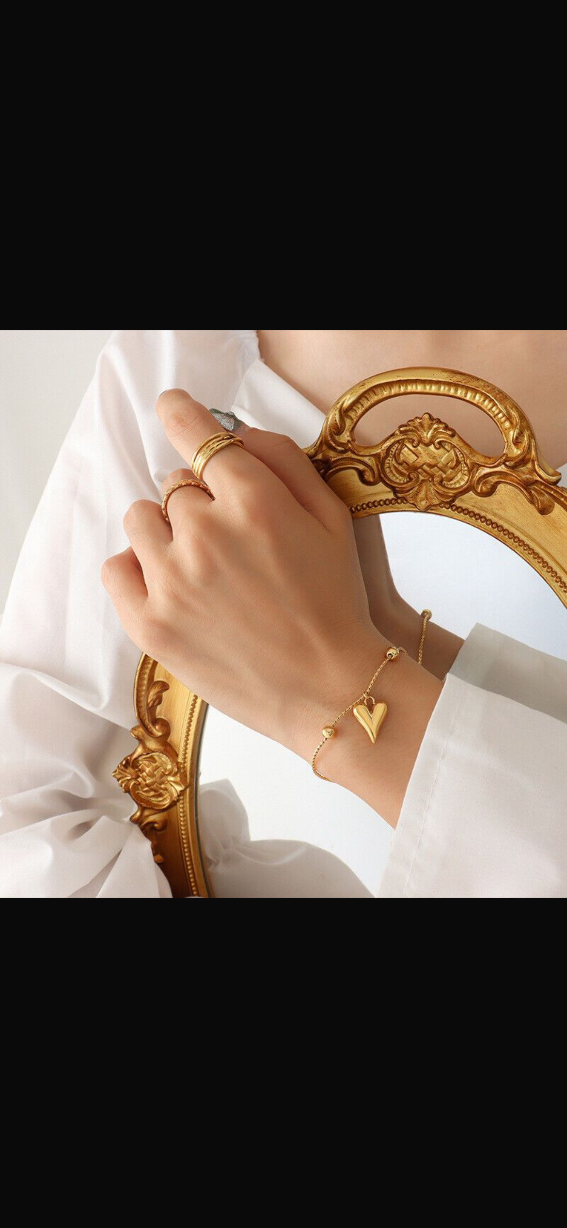 Gold Stainless Steel Heart Charm Bracelet