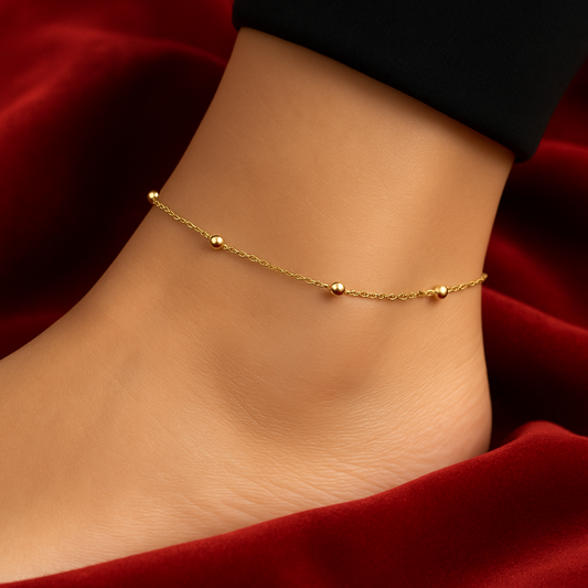 Minimal Gold Bead Anklet – Elegant Everyday Luxury